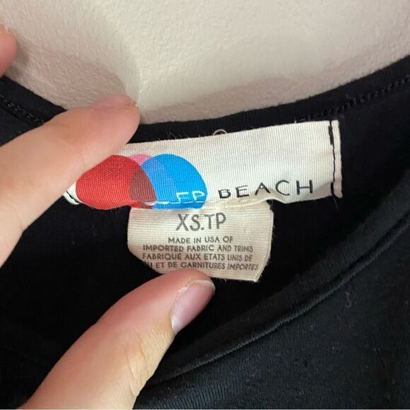 Free People Beach Black Ruffle Flowy Tie-Strap Tank Top Size XS - Picture 3 of 6